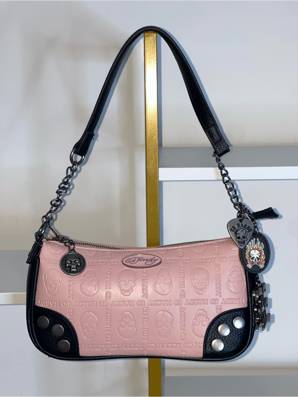 Ed Hardy Pink Skull Shoulder Bag